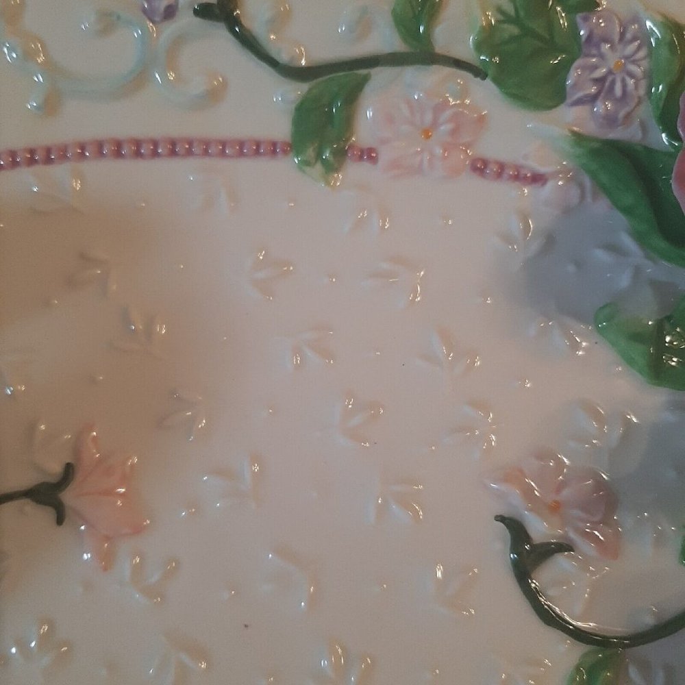 Vintage Avon Easter Spring Serving Platter Pottery Dish Duck Flowers Handle 2001 - Picture 13 of 13